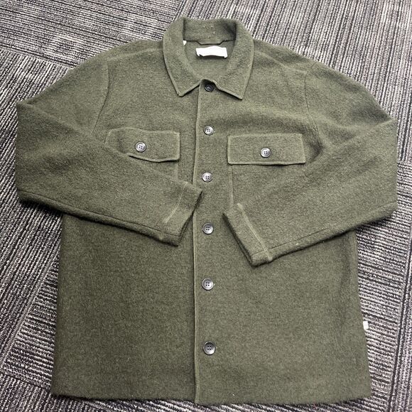 SELECTED HOMME Men's Maglieria Cardigan Button Front Green Wool Blend Sweater XL - Picture 2 of 11